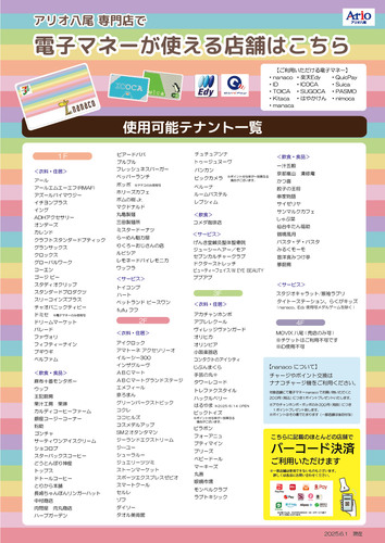 nanacoなど電子マネーがご利用頂けます店舗をご紹介
