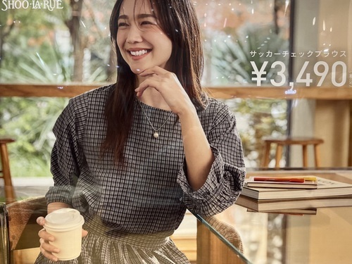 サッカーチェック柄ブラウス